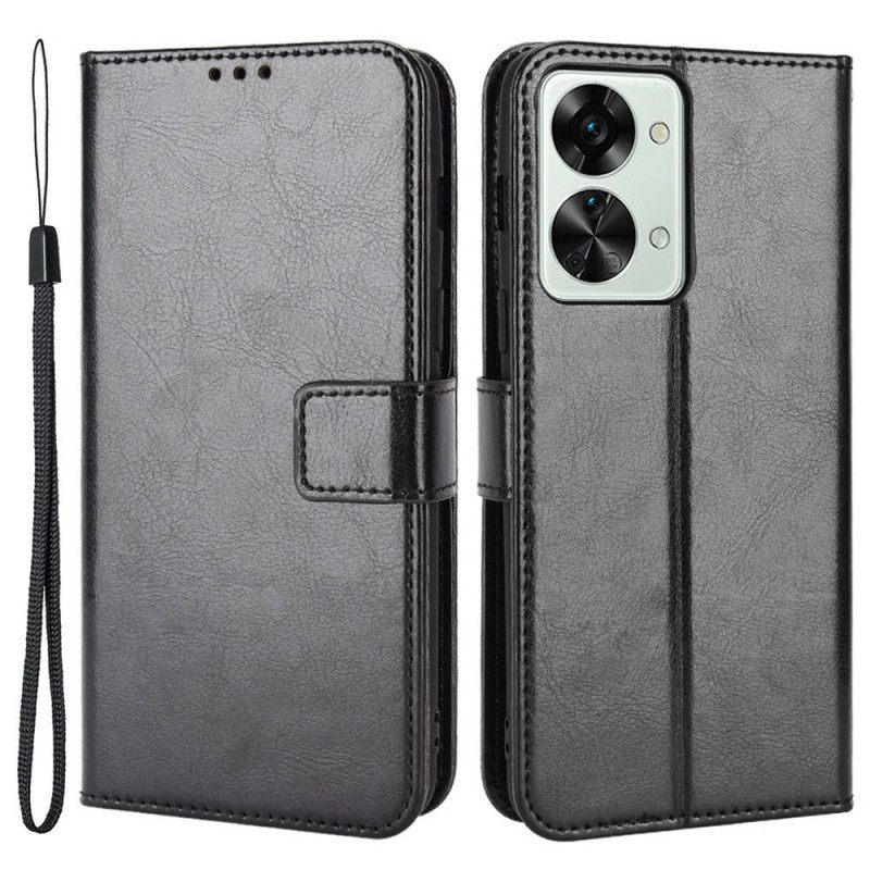 Θήκη Flip OnePlus Nord 2T 5G με κορδονι Faux Leather Flashy Με Λουράκι