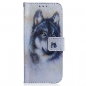 Θήκη Flip OnePlus Nord 2T 5G με κορδονι Strappy Watercolor Wolf