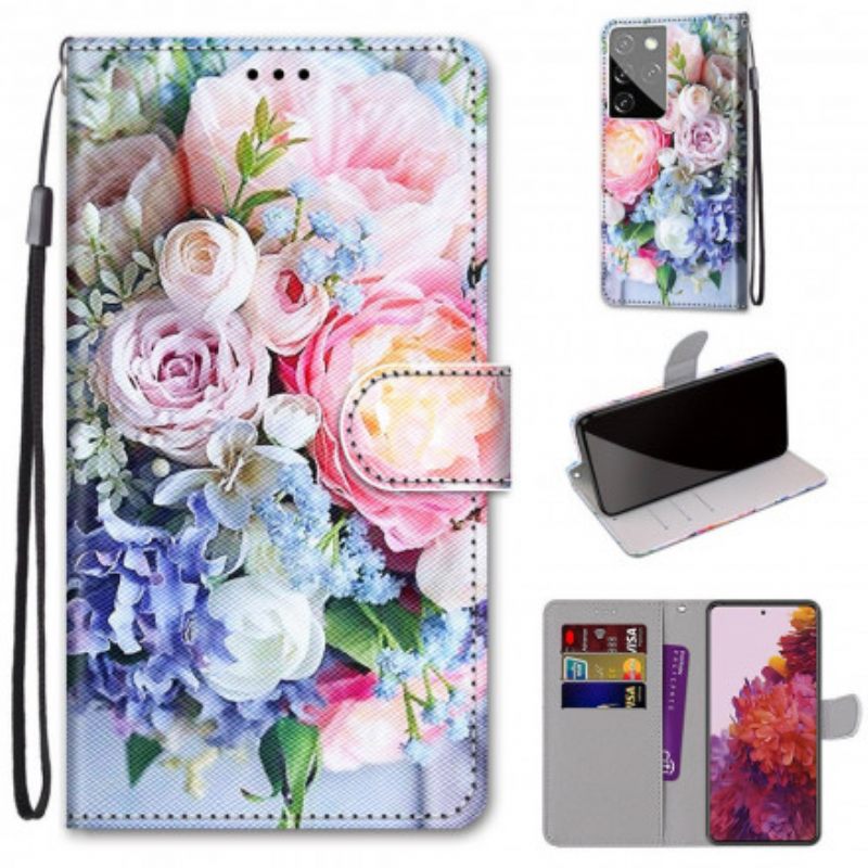 δερματινη θηκη Samsung Galaxy S21 Ultra 5G Floral Wonder