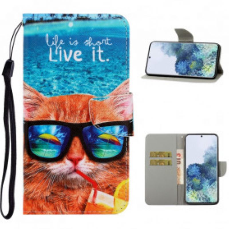 Κάλυμμα Samsung Galaxy S21 Ultra 5G με κορδονι Cat Live It Strappy