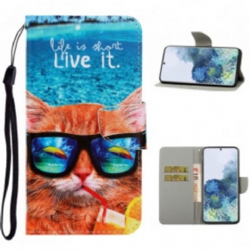 Κάλυμμα Samsung Galaxy S21 Ultra 5G με κορδονι Cat Live It Strappy