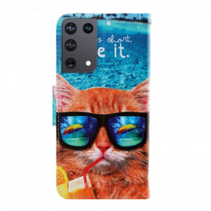 Κάλυμμα Samsung Galaxy S21 Ultra 5G με κορδονι Cat Live It Strappy