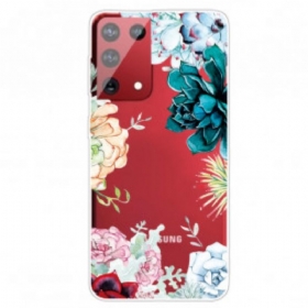 θηκη κινητου Samsung Galaxy S21 Ultra 5G Ακουαρέλα Λουλούδια