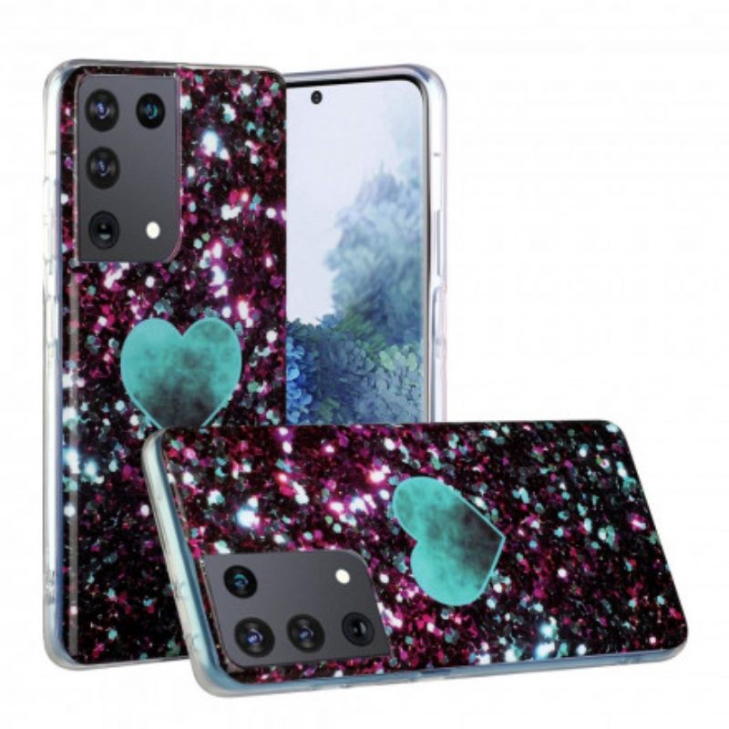 Θήκη Samsung Galaxy S21 Ultra 5G Glitter Marble Heart