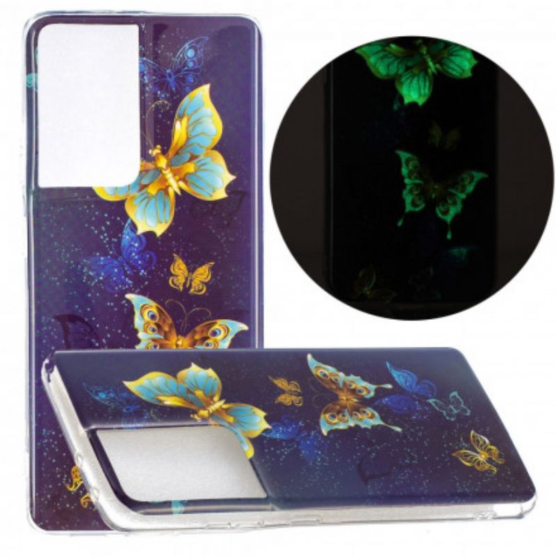 Θήκη Samsung Galaxy S21 Ultra 5G Σειρά Fluorescent Butterflies