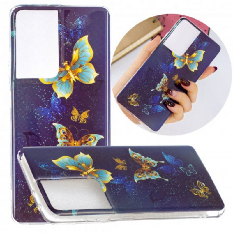 Θήκη Samsung Galaxy S21 Ultra 5G Σειρά Fluorescent Butterflies