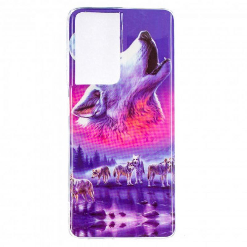 Θήκη Samsung Galaxy S21 Ultra 5G Σειρά Fluorescent Wolf