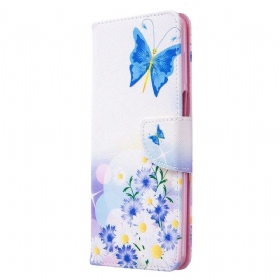 δερματινη θηκη Xiaomi Redmi Note 9S / 9 Pro Ζωγραφισμένες Πεταλούδες Και Λουλούδια