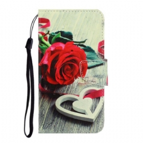 Κάλυμμα Xiaomi Redmi Note 9S / 9 Pro με κορδονι Ρομαντικό Τριαντάφυλλο Με Λουράκι