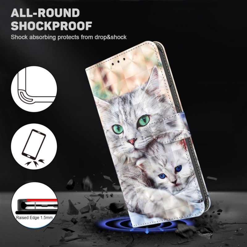 δερματινη θηκη Samsung Galaxy A14 / A14 5G με κορδονι Μόνο Thong Cats