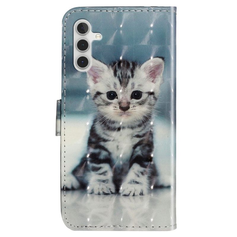 δερματινη θηκη Samsung Galaxy A14 / A14 5G με κορδονι Strappy Kitten