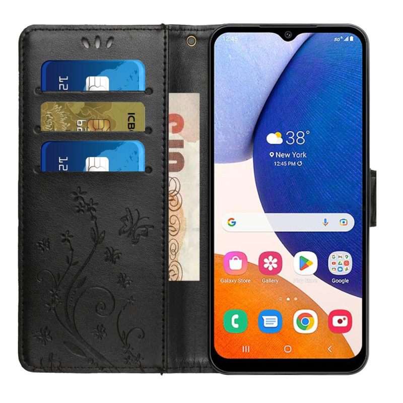 Κάλυμμα Samsung Galaxy A14 / A14 5G με κορδονι Strappy Floral