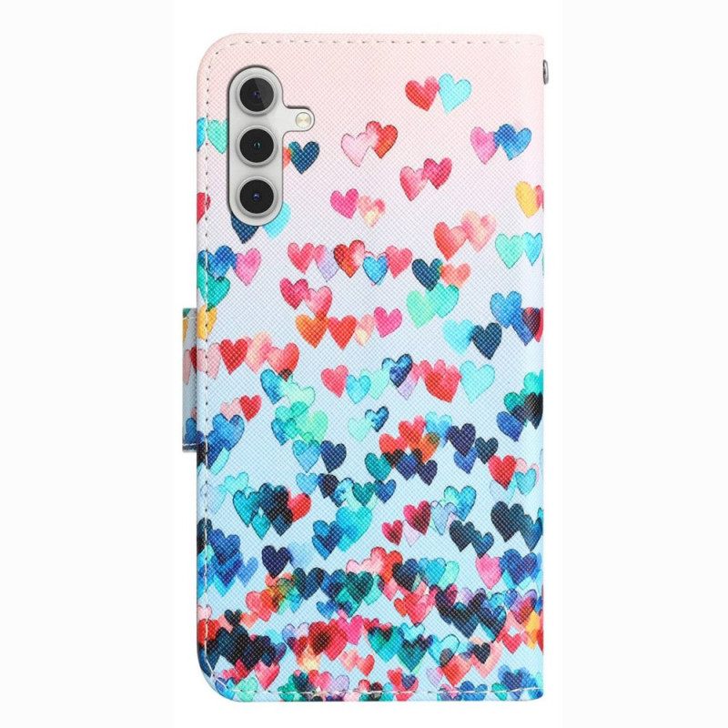 Κάλυμμα Samsung Galaxy A14 / A14 5G με κορδονι Strappy Hearts Rain