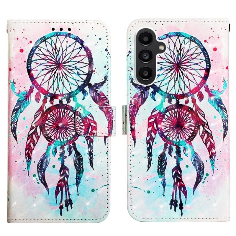 Θήκη Flip Samsung Galaxy A14 / A14 5G με κορδονι Strap Dream Catcher