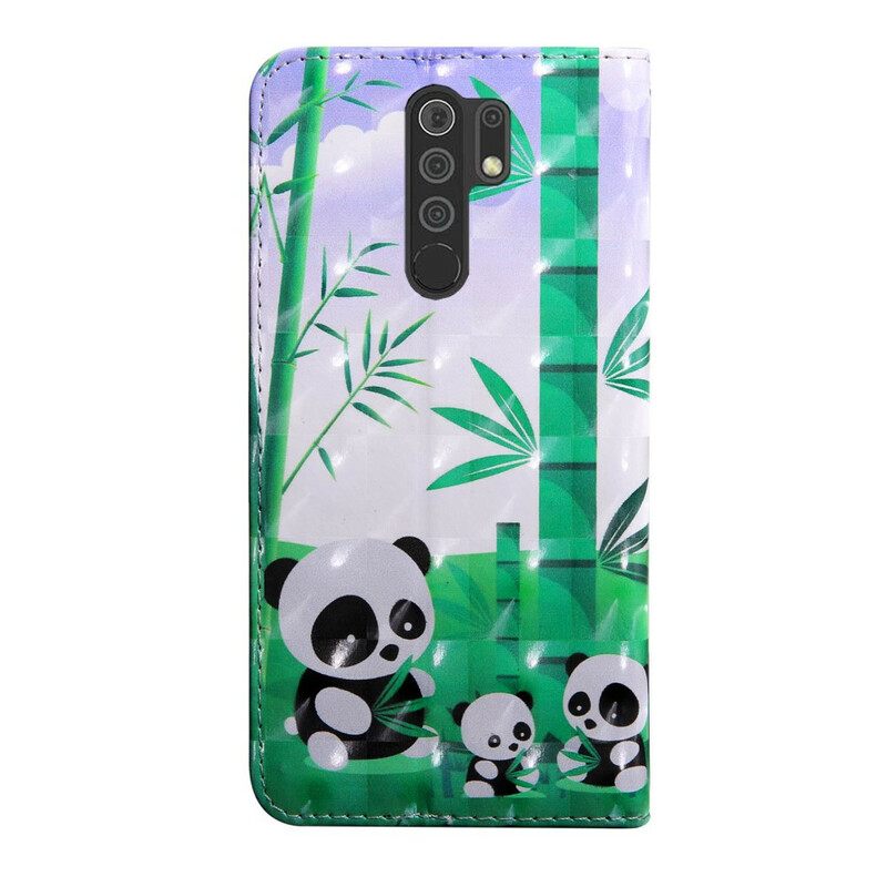 Θήκη Flip Xiaomi Redmi 9 Οικογένεια Panda