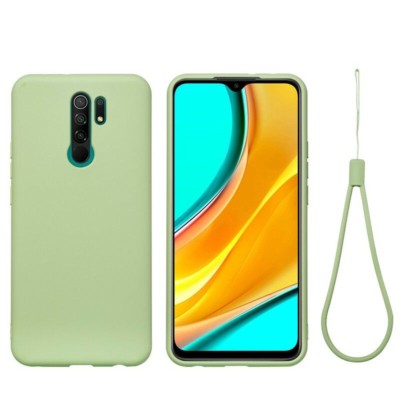 Θήκη Xiaomi Redmi 9 Υγρή Σιλικόνη Με Κορδόνι