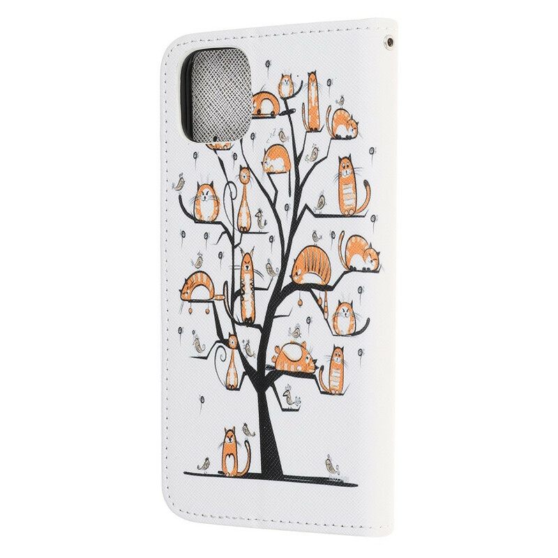 Κάλυμμα iPhone 12 Mini με κορδονι Funky Cats Με Λουράκι