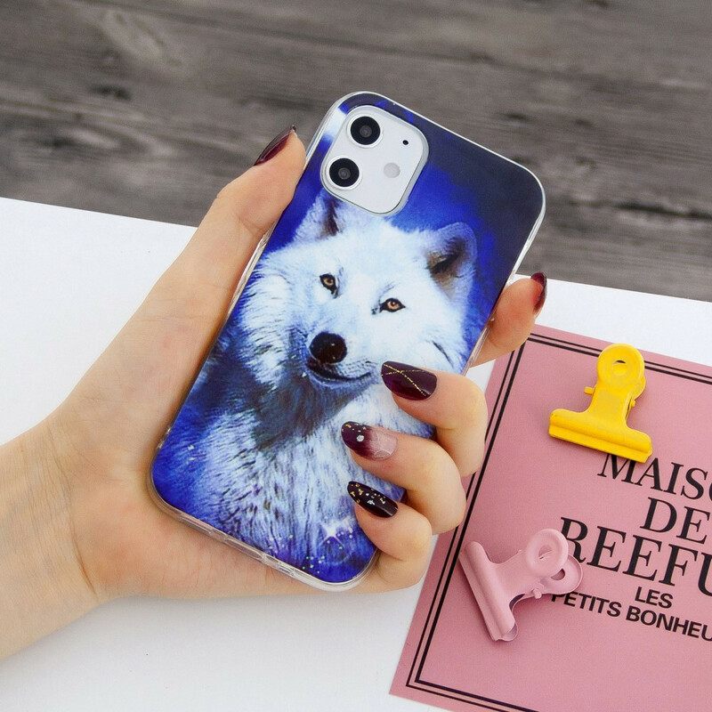 θηκη κινητου iPhone 12 Mini Σειρά Fluorescent Wolf