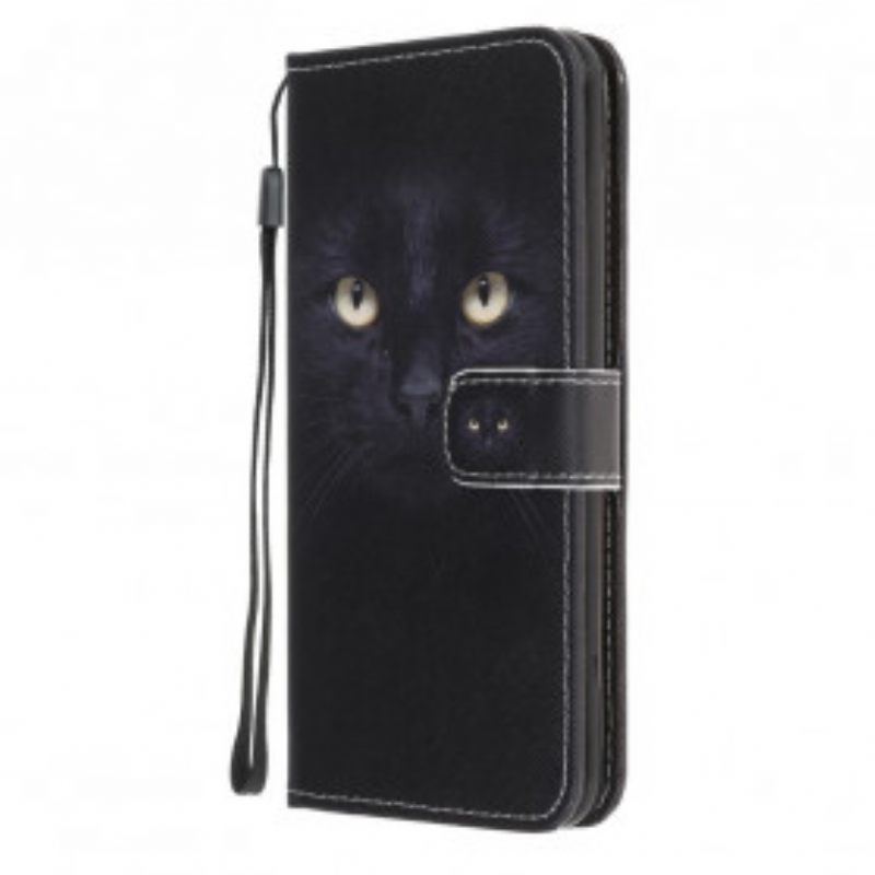 Κάλυμμα Samsung Galaxy A22 5G με κορδονι Strappy Black Cat Eyes