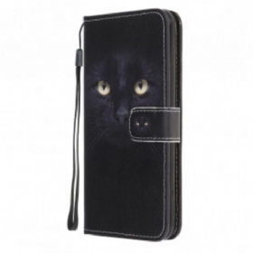 Κάλυμμα Samsung Galaxy A22 5G με κορδονι Strappy Black Cat Eyes