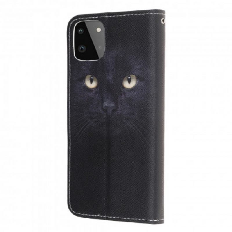 Κάλυμμα Samsung Galaxy A22 5G με κορδονι Strappy Black Cat Eyes