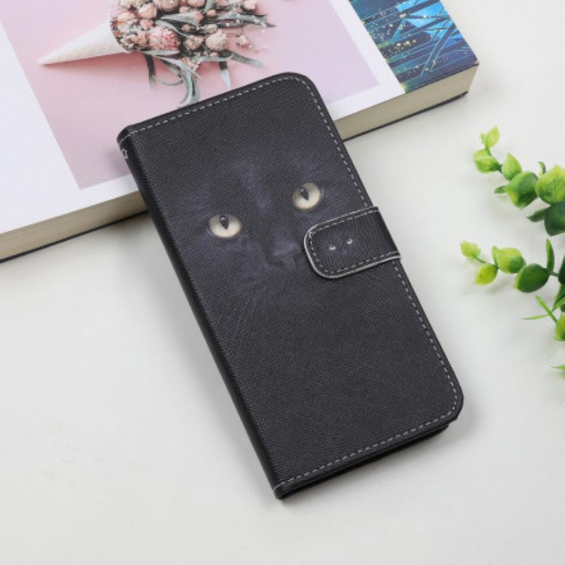 Κάλυμμα Samsung Galaxy A22 5G με κορδονι Strappy Black Cat Eyes