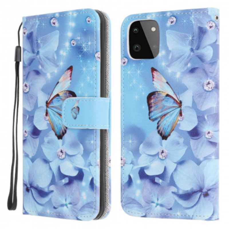 Κάλυμμα Samsung Galaxy A22 5G με κορδονι Strappy Diamond Butterflies