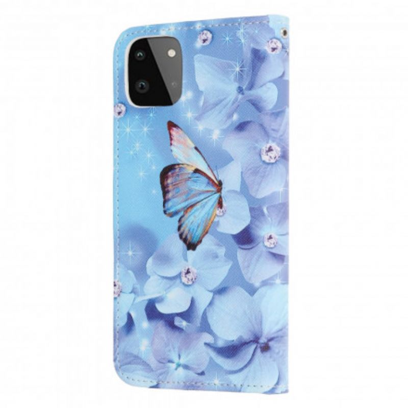 Κάλυμμα Samsung Galaxy A22 5G με κορδονι Strappy Diamond Butterflies