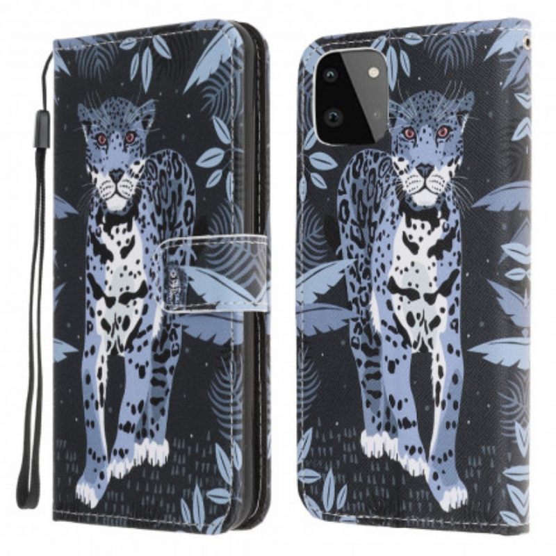 Κάλυμμα Samsung Galaxy A22 5G με κορδονι Strappy Leopard