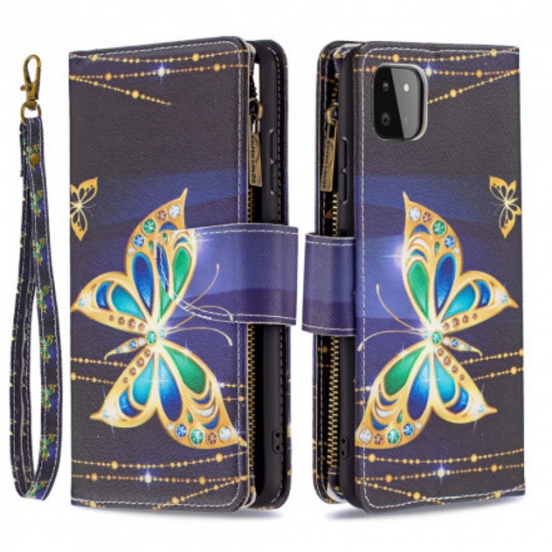 Κάλυμμα Samsung Galaxy A22 5G Πουγκί Με Φερμουάρ Art Butterflies