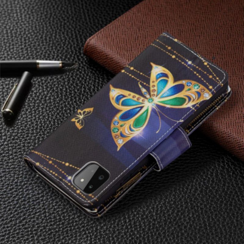 Κάλυμμα Samsung Galaxy A22 5G Πουγκί Με Φερμουάρ Art Butterflies