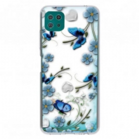 θηκη κινητου Samsung Galaxy A22 5G Άνευ Ραφής Ρετρό Πεταλούδες Και Λουλούδια