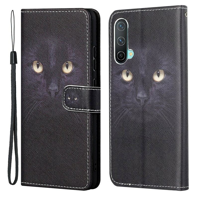 Κάλυμμα OnePlus Nord CE 5G με κορδονι Strappy Black Cat Eyes