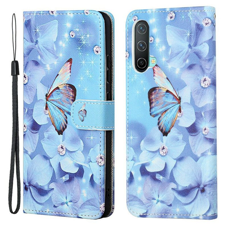 Κάλυμμα OnePlus Nord CE 5G με κορδονι Strappy Diamond Butterflies