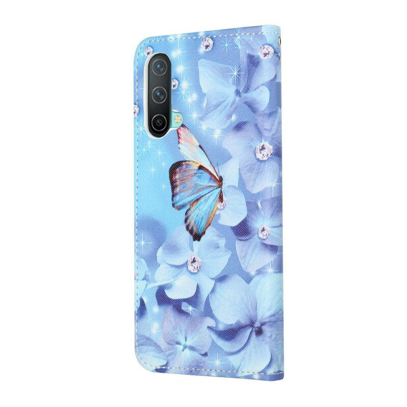 Κάλυμμα OnePlus Nord CE 5G με κορδονι Strappy Diamond Butterflies