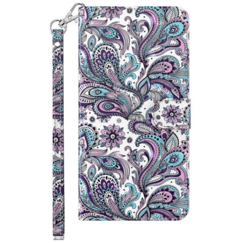 δερματινη θηκη Samsung Galaxy A23 5G με κορδονι Strappy Paisley Pattern