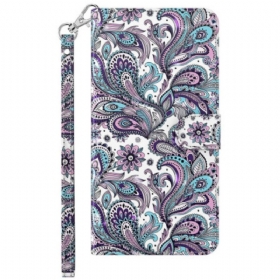 δερματινη θηκη Samsung Galaxy A23 5G με κορδονι Strappy Paisley Pattern