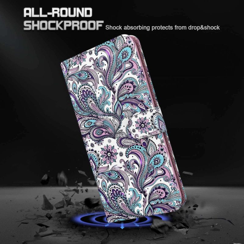 δερματινη θηκη Samsung Galaxy A23 5G με κορδονι Strappy Paisley Pattern