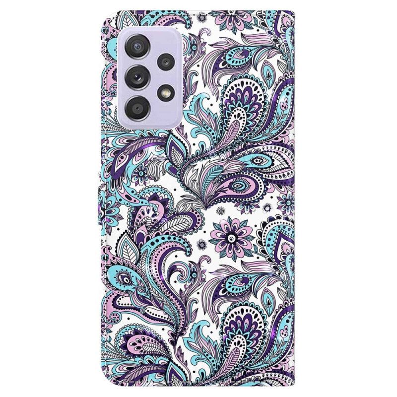 δερματινη θηκη Samsung Galaxy A23 5G με κορδονι Strappy Paisley Pattern