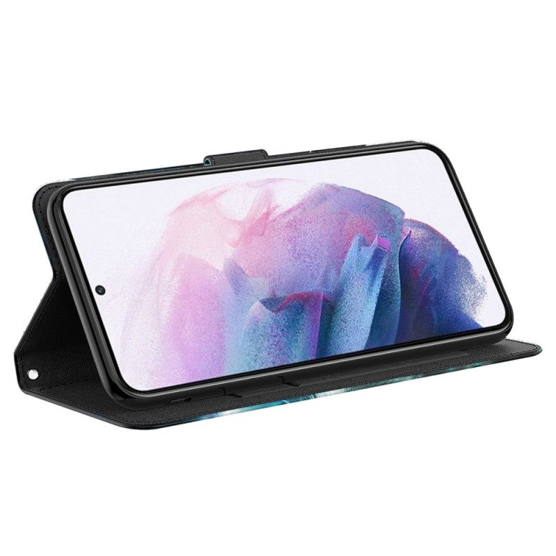 Θήκη Flip Samsung Galaxy A23 5G με κορδονι Strappy Marble Style