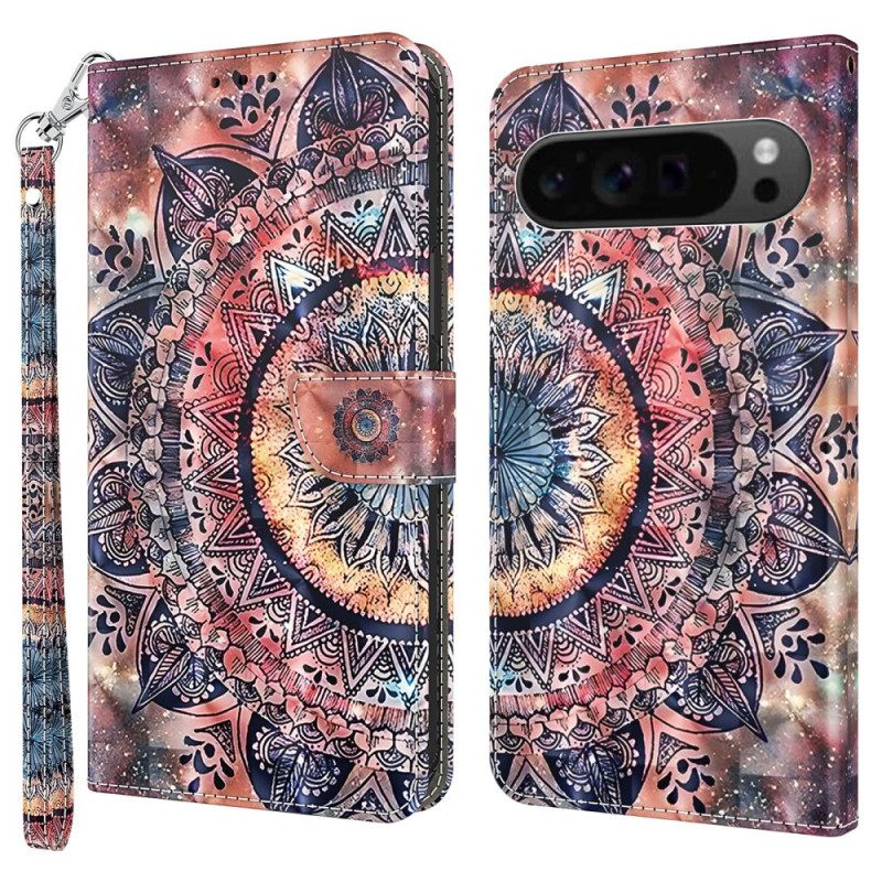 Δερματινη Θηκη Google Pixel 9 Pro Xl Χρώμα Mandala Με Λουράκι