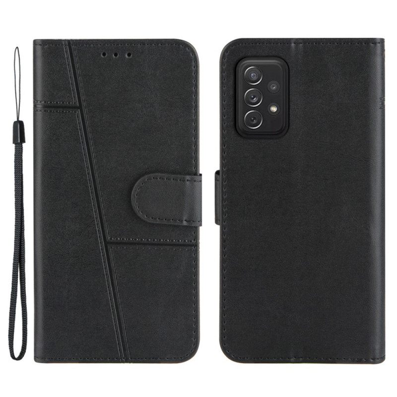 Κάλυμμα Samsung Galaxy A72 4G / A72 5G με κορδονι Strappy Geo Leather Effect