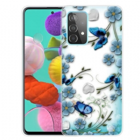 Θήκη Samsung Galaxy A72 4G / A72 5G Ρετρό Πεταλούδες Και Λουλούδια