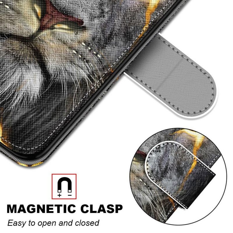 Κάλυμμα Samsung Galaxy M53 5G με κορδονι Feline On Fire Με Λουράκι