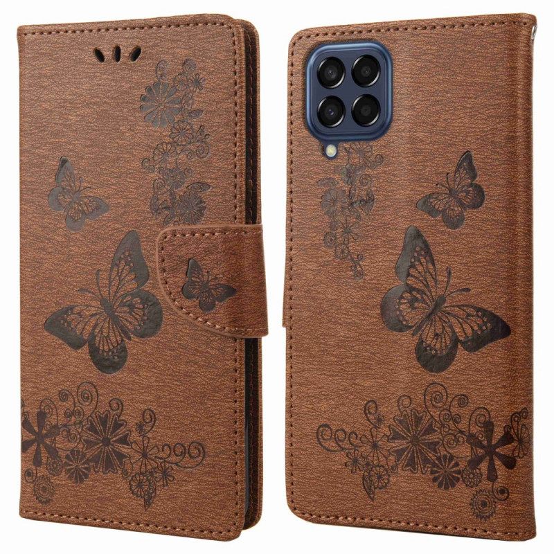 Κάλυμμα Samsung Galaxy M53 5G με κορδονι Σχέδιο Strappy Butterflies