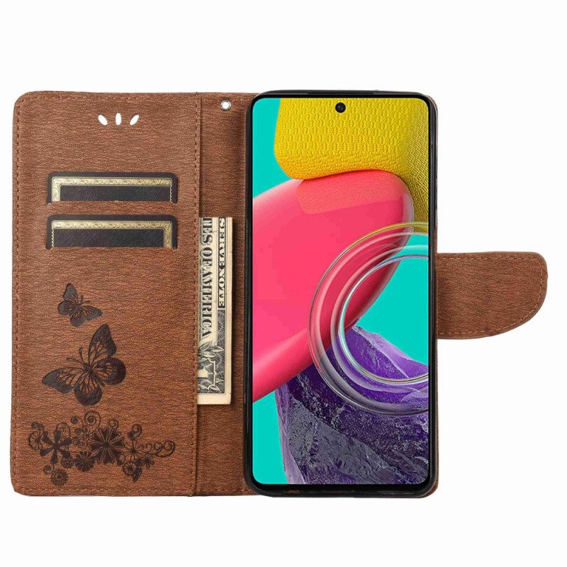 Κάλυμμα Samsung Galaxy M53 5G με κορδονι Σχέδιο Strappy Butterflies