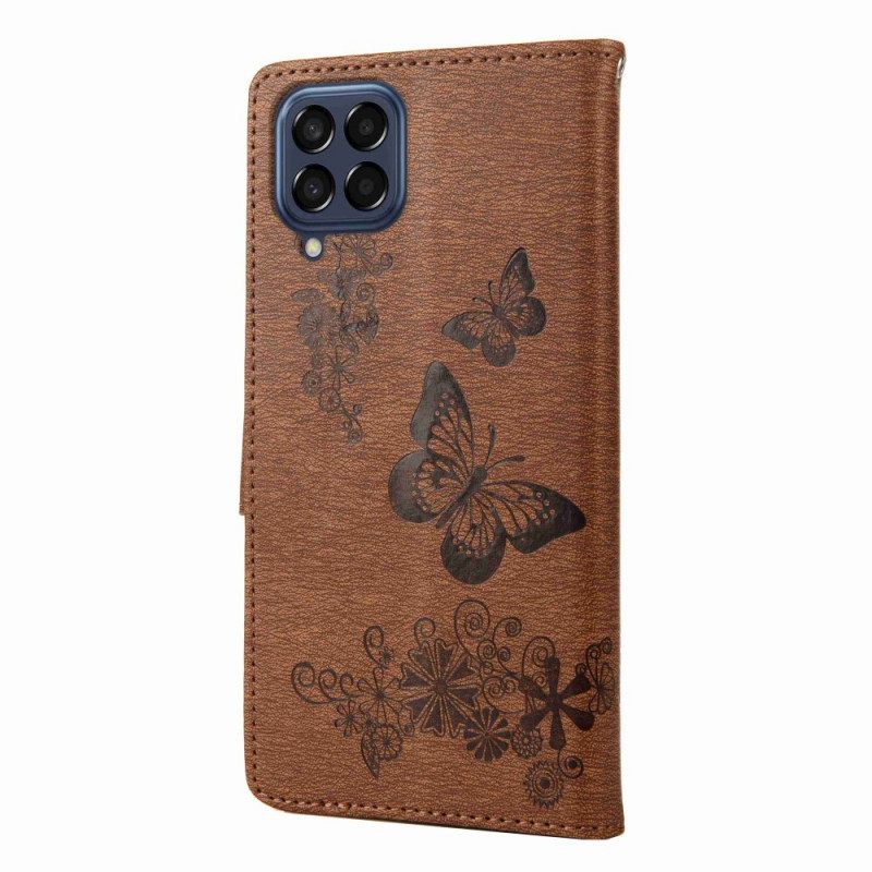 Κάλυμμα Samsung Galaxy M53 5G με κορδονι Σχέδιο Strappy Butterflies