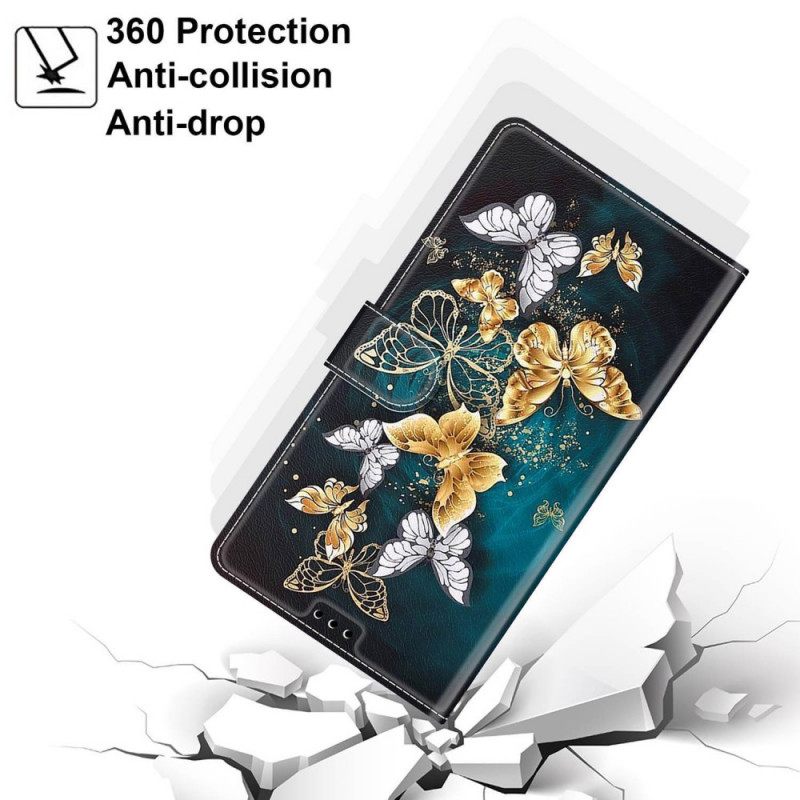 Θήκη Flip Samsung Galaxy M53 5G με κορδονι Ανεμιστήρας Strap Butterflies