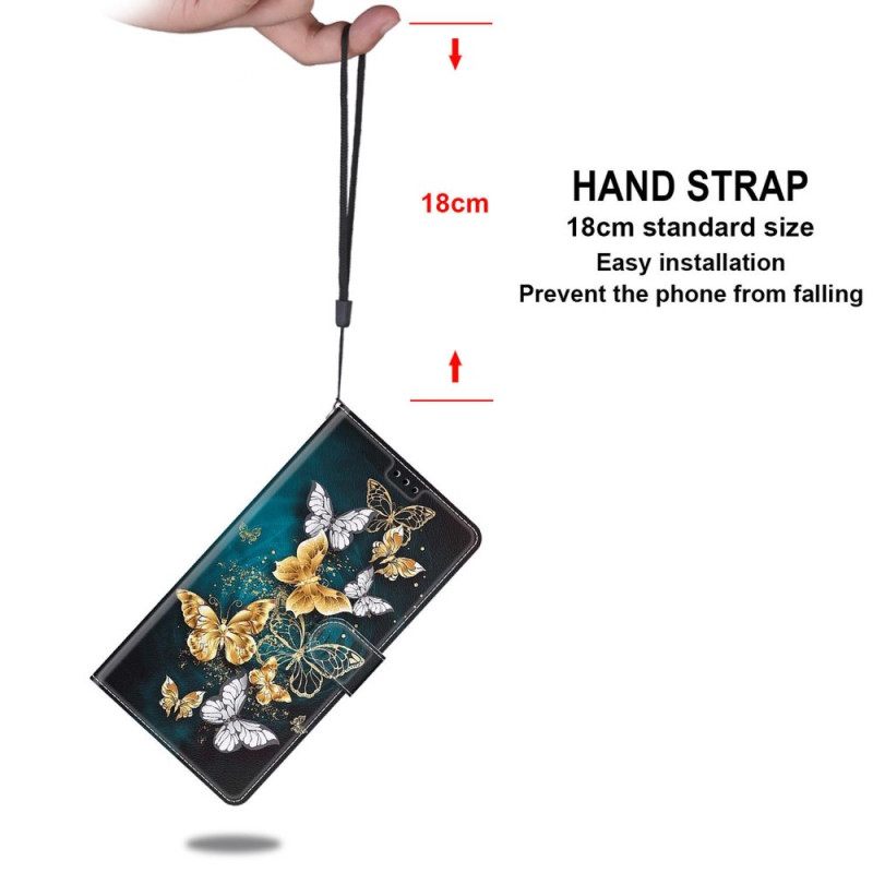 Θήκη Flip Samsung Galaxy M53 5G με κορδονι Ανεμιστήρας Strap Butterflies