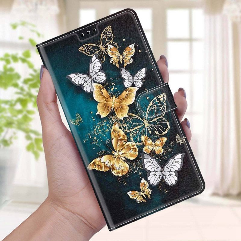 Θήκη Flip Samsung Galaxy M53 5G με κορδονι Ανεμιστήρας Strap Butterflies